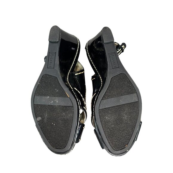 Nickels Black Roxanne Patent Wedge Slingback Heels 7M - Picture 7 of 8